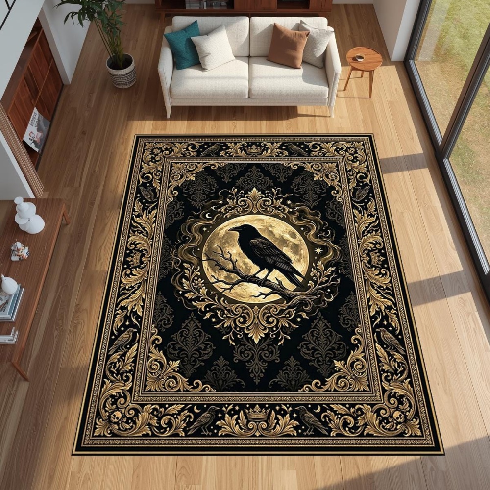 Commercial Printing Machine - Grand tapis imprimé gothique Golden Raven